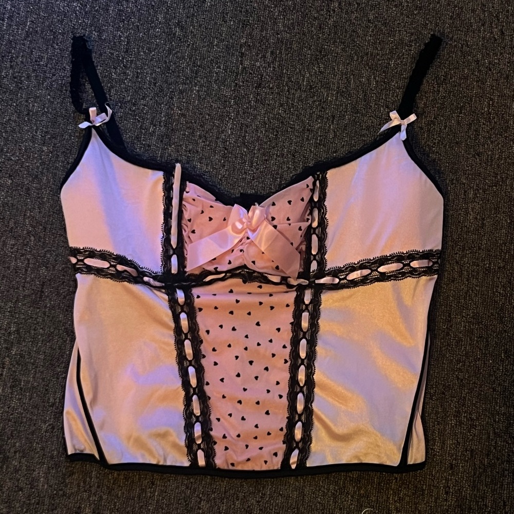 pink and black corset top